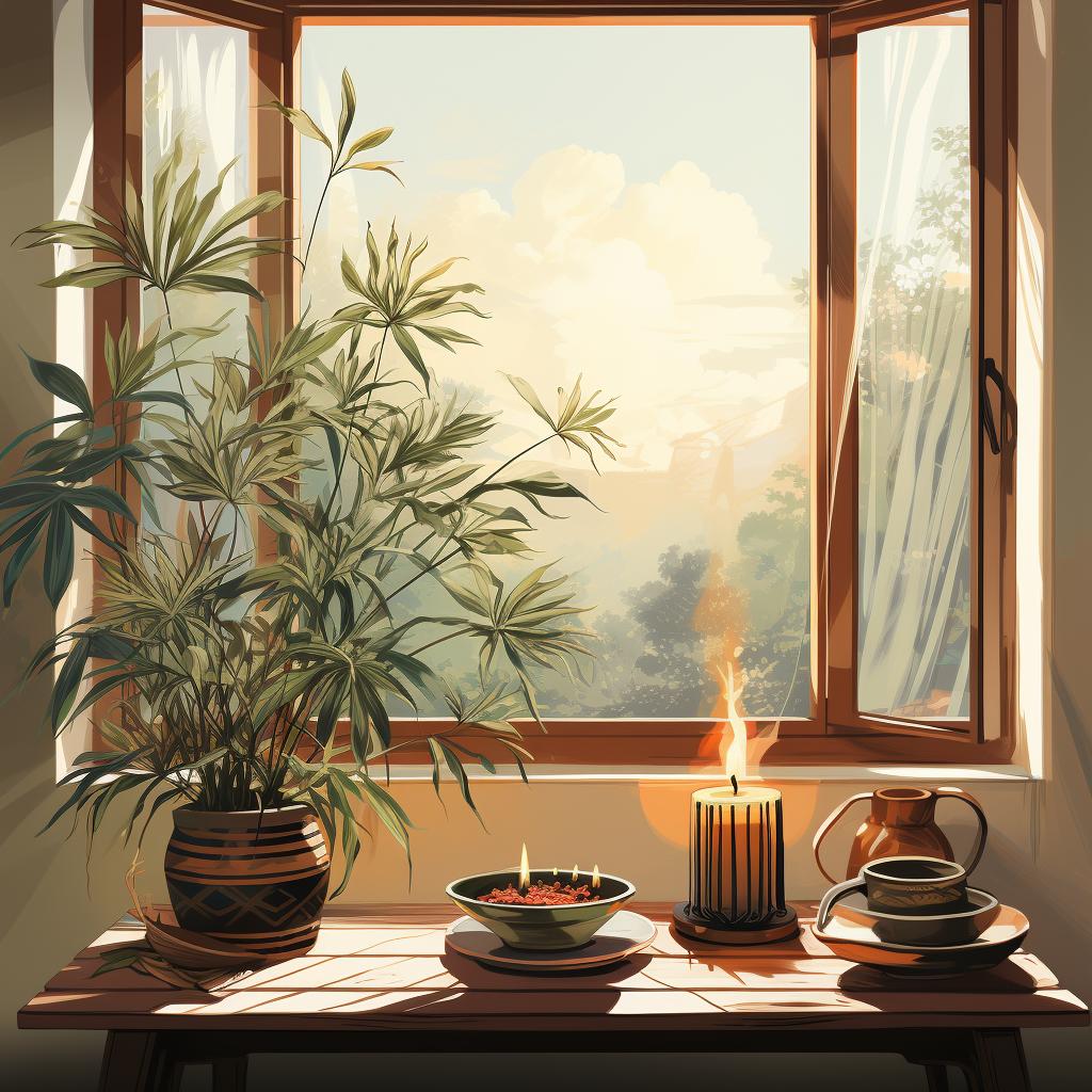 An open window in a room where incense is burning
