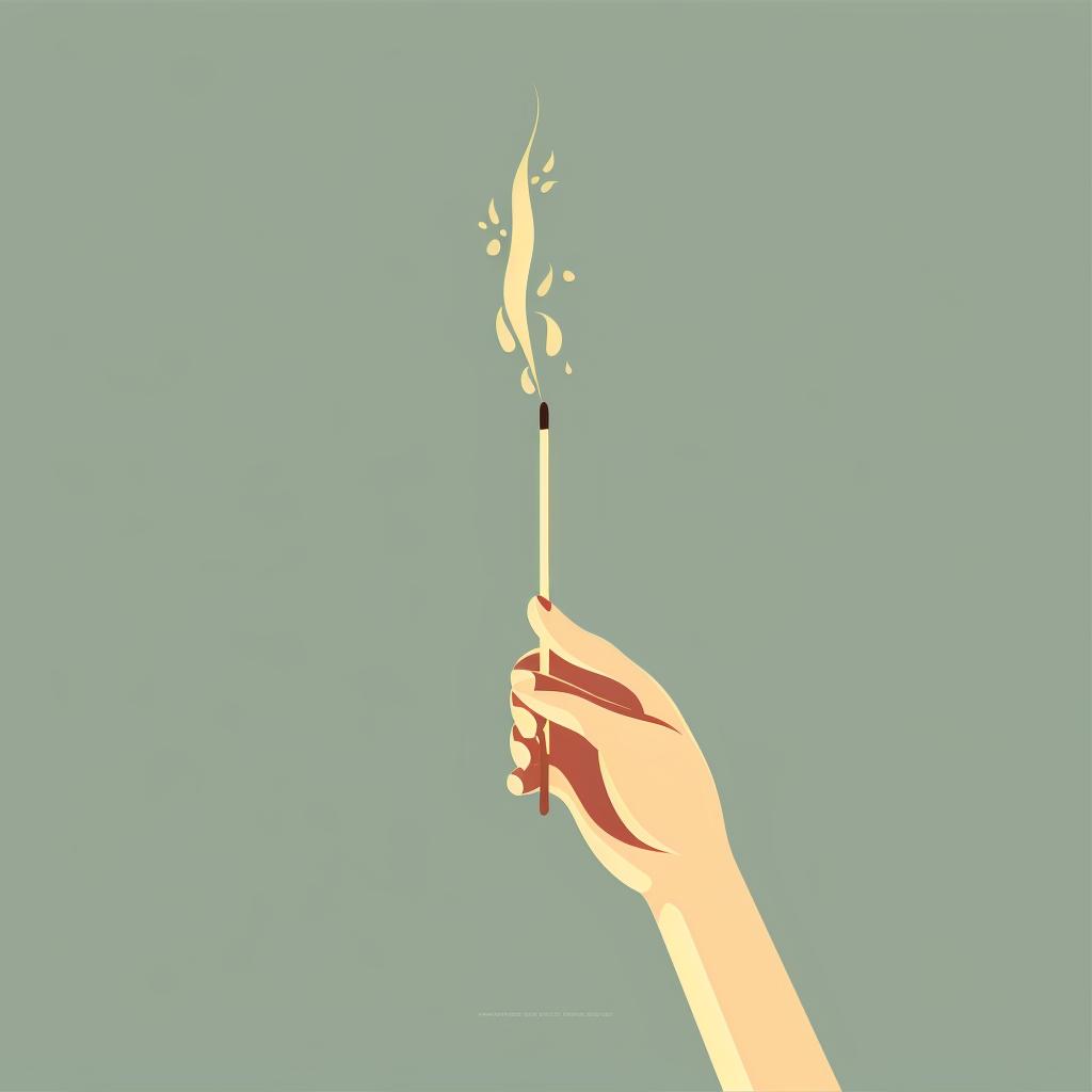 A hand extinguishing an incense stick.